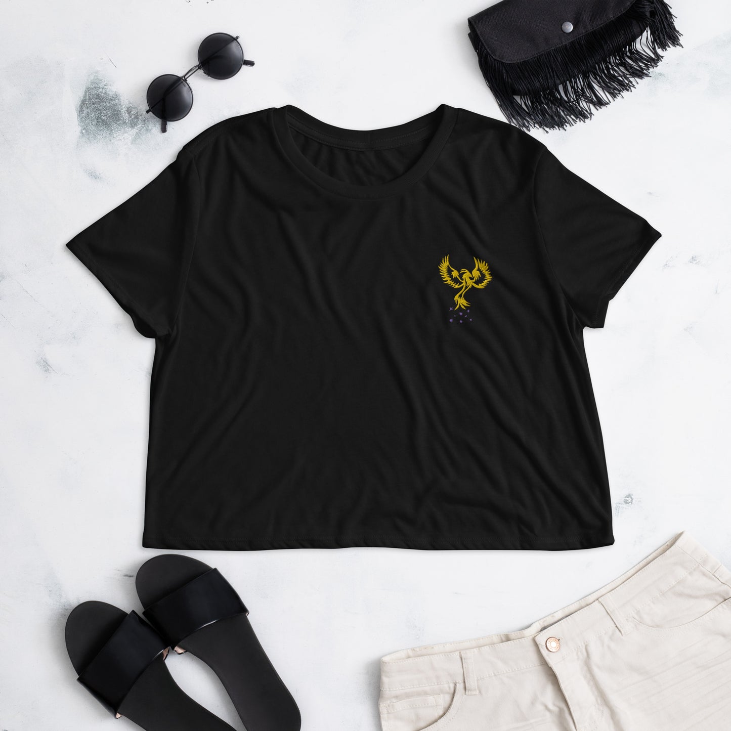 Crop Embroidered Logo Tee